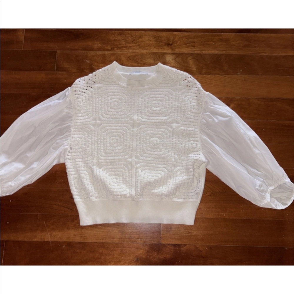 ALL SAINTS Women’s Sol Jumper Chalk White Embroidery Open Knit Sweater Size XS